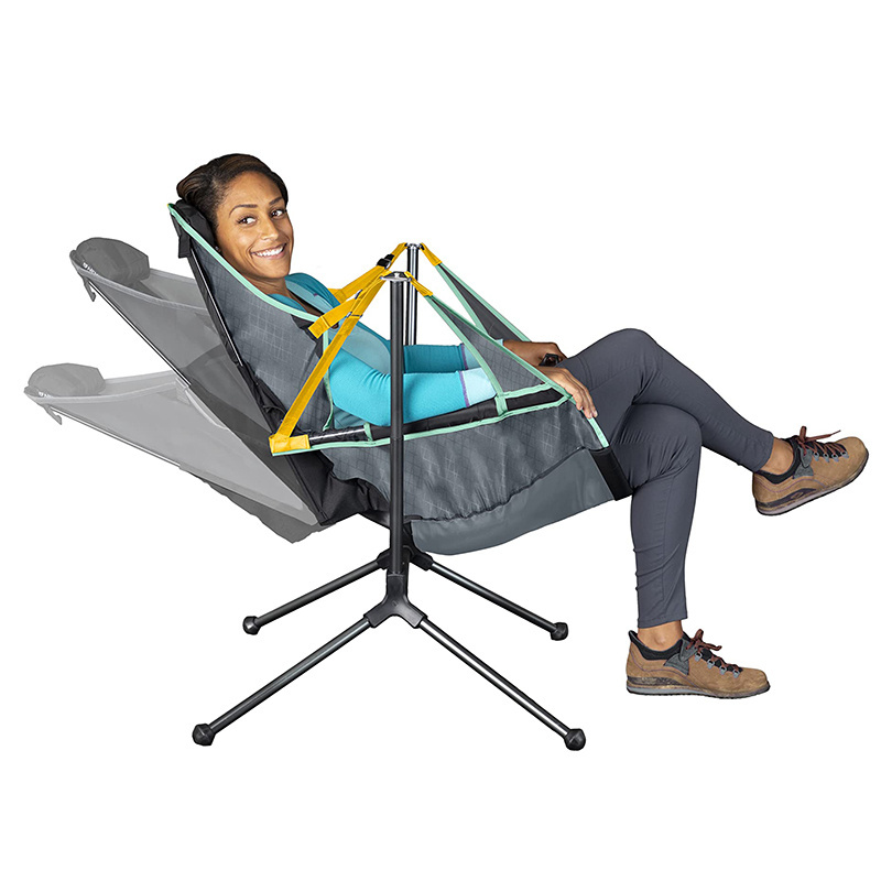 Luxury Lawn Lounger Hammock Camping Chair Swing Recliner Waterproof Gray Camp Swing Chairs Beach Rocker Reclining with Stand