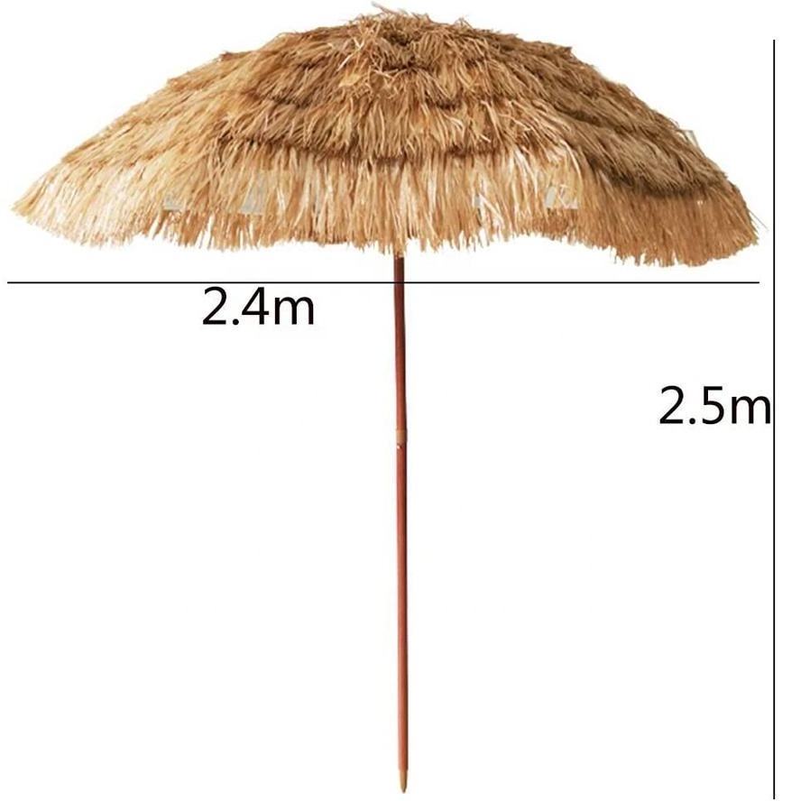 Garden Umbrella Simulation Straw Sun Shade Adjustable Tilt  Beach Umbrella, Thatch Tiki Straw Beach Patio Hawaiian Parasol/