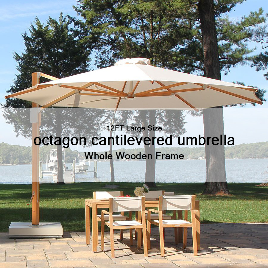 outdoor patio umbrella offset square cantilever concrete base 12 ft cafe garden commercial heavy duty parasol