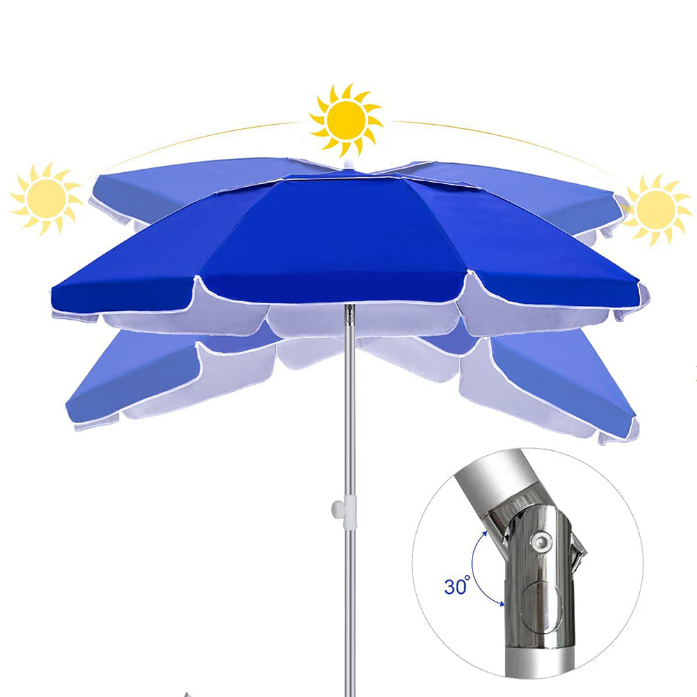 Classic PA Coating Waterproof Canopy Beach Umbrella 6.5 FT Outdoor Sturdy 8 ribs Portable Lawn Umbrella with Carrying Bag