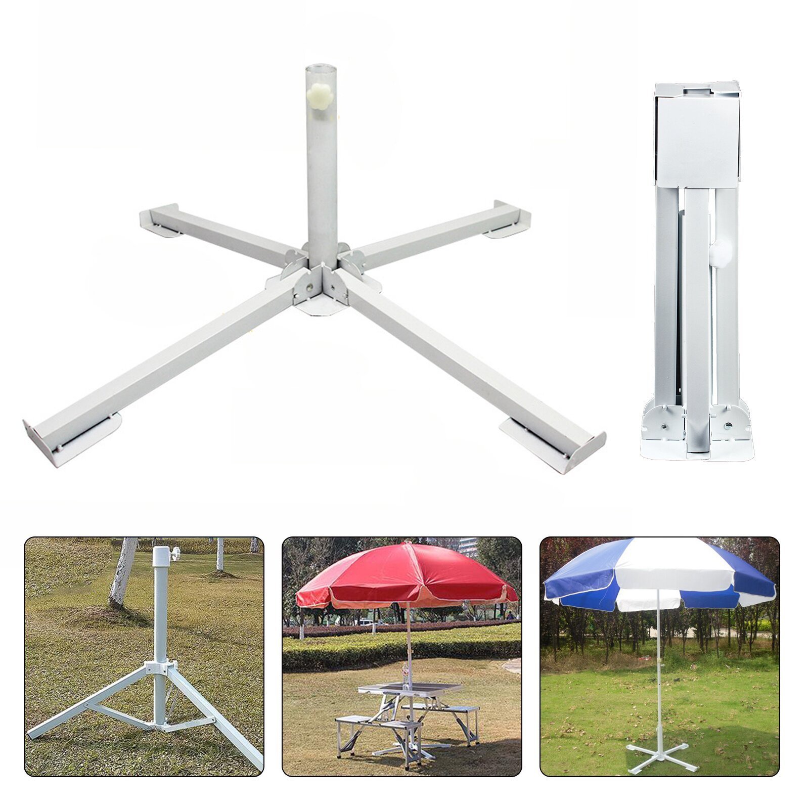 Outdoor Sunshade Anchor Beach Umbrella Stand Portable Foldable Beach Stand Adjustable Patio Umbrella Base Holder