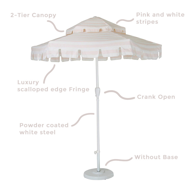 Portable 2m 2-Tier Double Vented Aluminum Crank Parasol Large Poolside Shelter Market Patio Garden Umbrella without Base