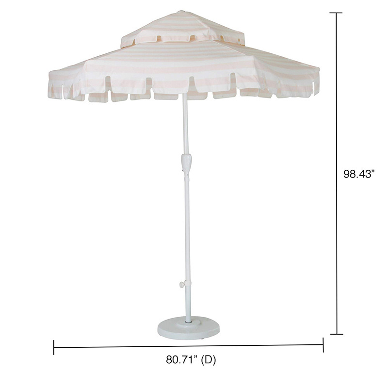 Portable 2m 2-Tier Double Vented Aluminum Crank Parasol Large Poolside Shelter Market Patio Garden Umbrella without Base