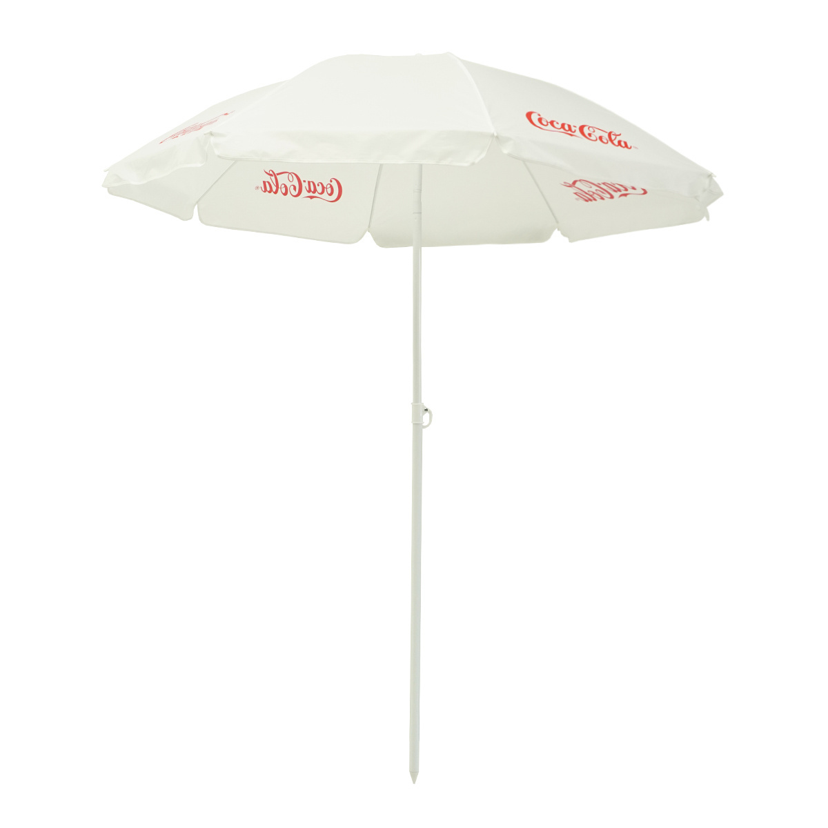 Promotional Custom 1.8m Big Iron Frame Beach Umbrella Outdoor Advertising Sun Umbrella With Coca Cola Logo Print