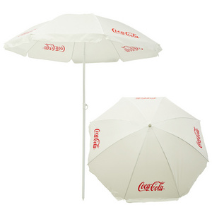 Promotional Custom 1.8m Big Iron Frame Beach Umbrella Outdoor Advertising Sun Umbrella With Coca Cola Logo Print