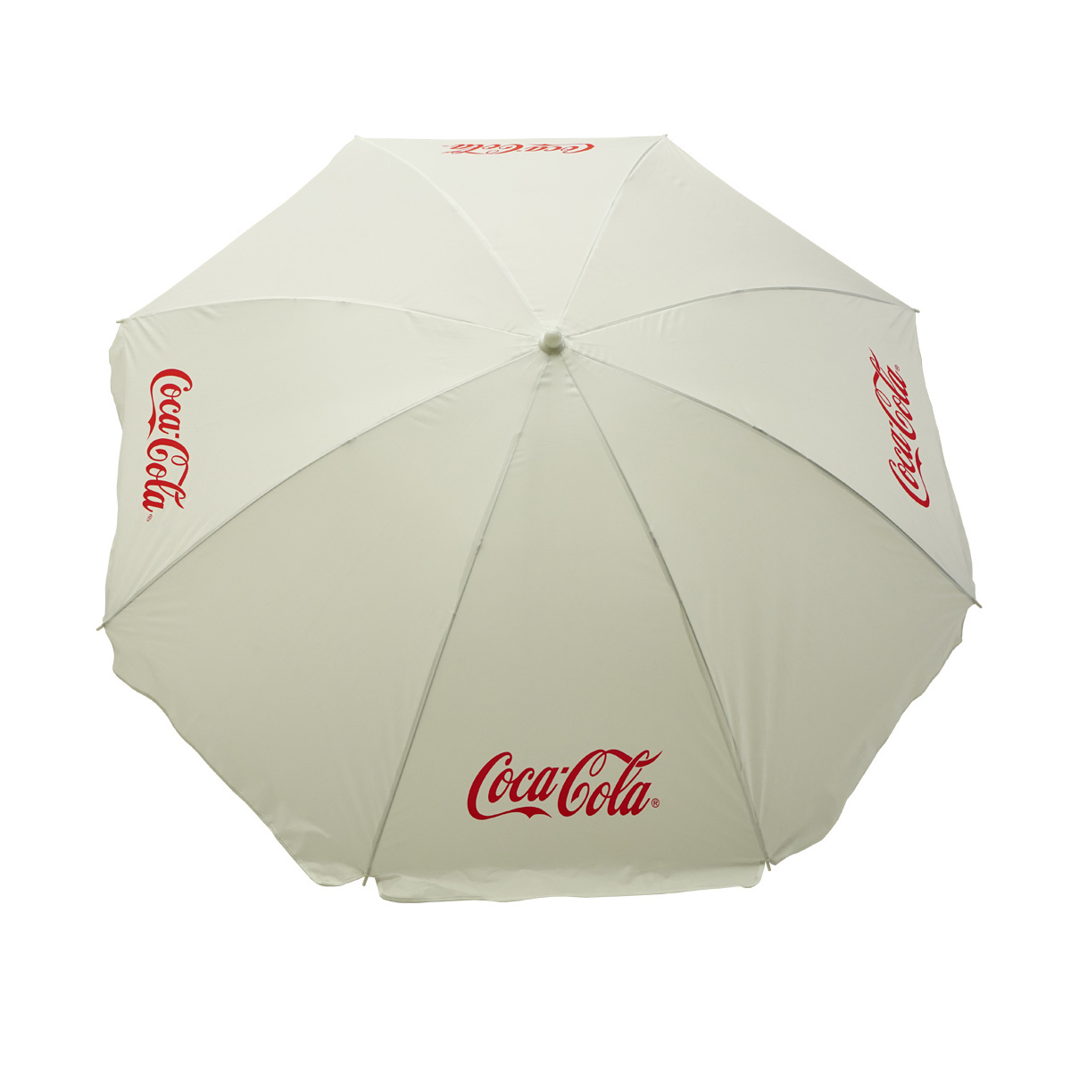 Promotional Custom 1.8m Big Iron Frame Beach Umbrella Outdoor Advertising Sun Umbrella With Coca Cola Logo Print