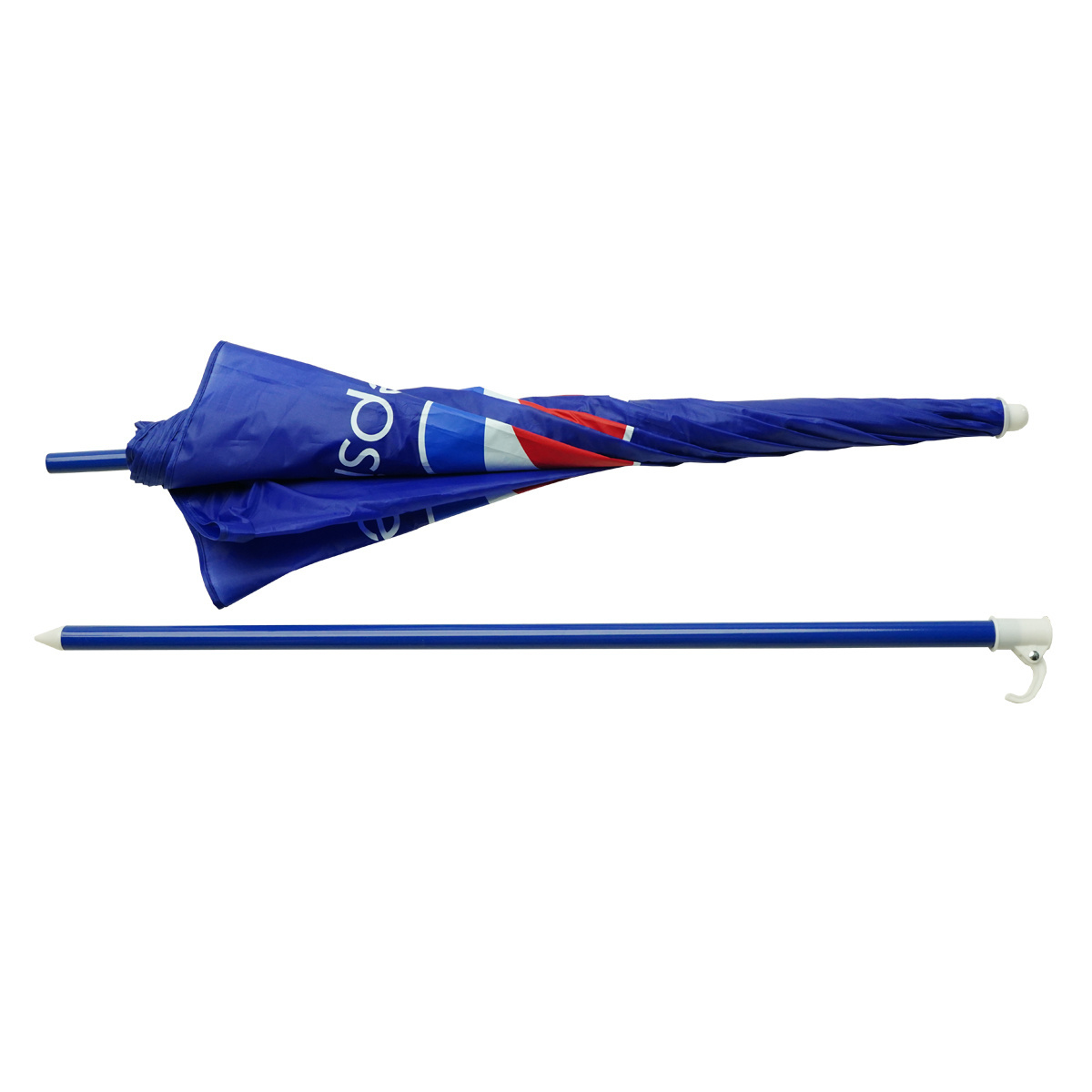 Custom Print Cheap Advertising Umbrella Promotional Pepsi Parasol Beach Garden Outdoor Umbrella With Blue Coated Iron Pole