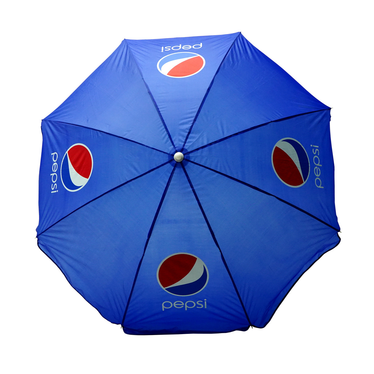 1.8M Pepsi printed 170T polyester fabric promotional beach umbrella outdoor custom promotional sun parasol with iron tilt