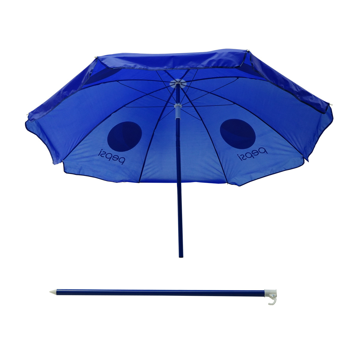 1.8M Pepsi printed 170T polyester fabric promotional beach umbrella outdoor custom promotional sun parasol with iron tilt