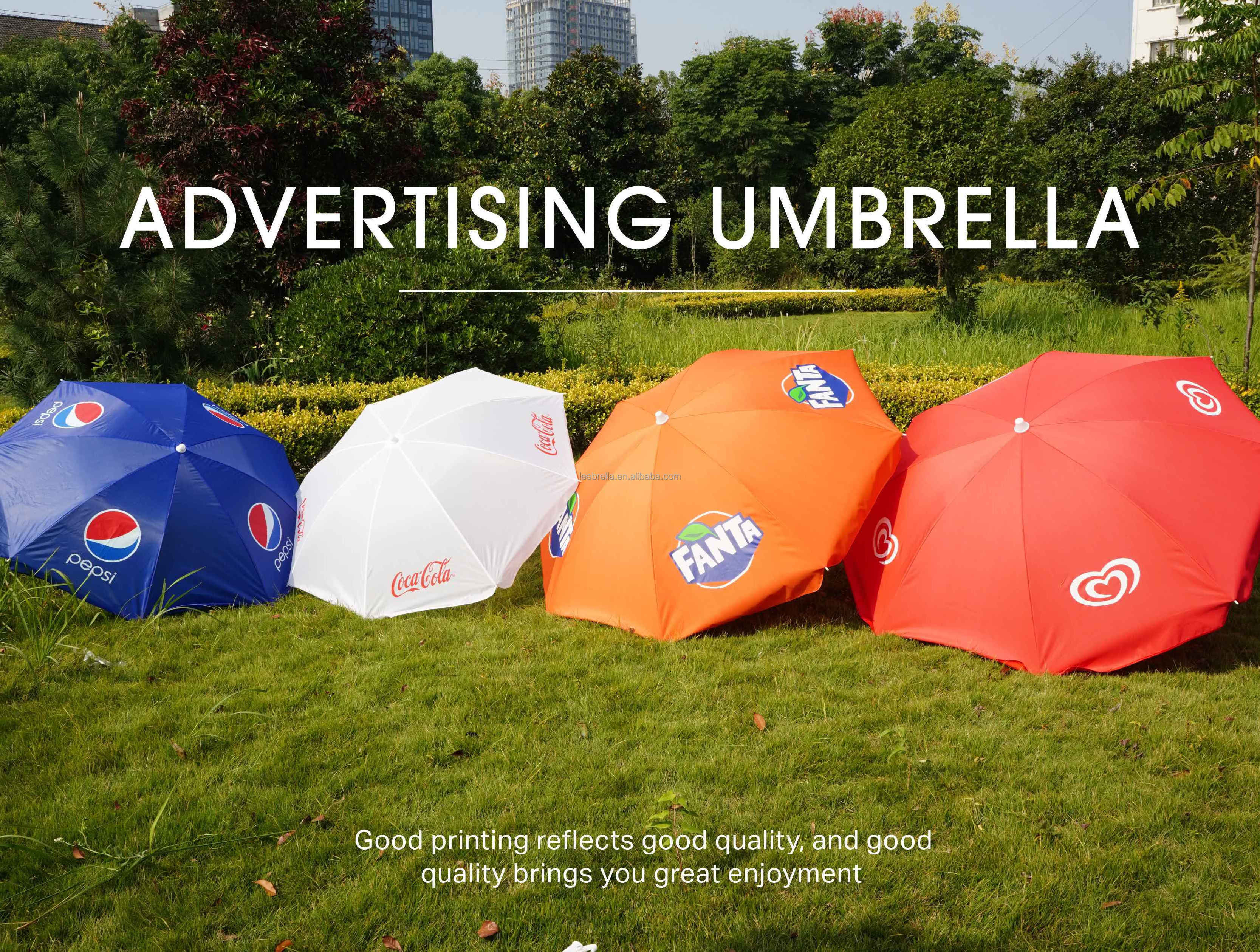 Beverage Pepsi Advertising Umbrella Custom Outdoor Foldable Sun Umbrella Polyester Pvc Vinyl Oxford Beach Umbrellas