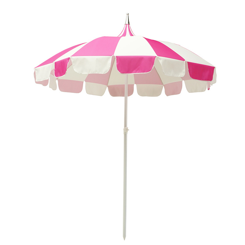 New arrival customized designs pagoda shape outdoor 1.8m 16k patio umbrella garden pink beach umbrella with screw