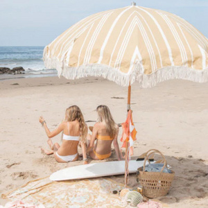 Beach Umbrella with Tassels Fringe Sun Macrame Bohemian Wooden Fringe Macrame Bali Boho Outdoor Custom 7FT 7.5FT Modern