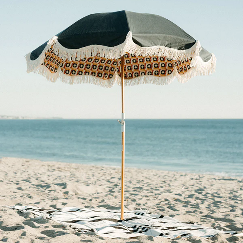 Beach Umbrella with Tassels Fringe Sun Macrame Bohemian Wooden Fringe Macrame Bali Boho Outdoor Custom 7FT 7.5FT Modern