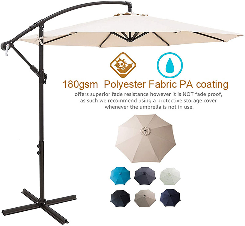 Outdoor Furniture Garden Single Canopy Umbrella Cantilever Large Parasol 2.7m Patio Parasol Economic Umbrellas Hanging Cafe