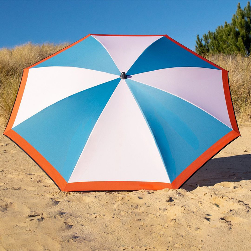 Custom 6ft Natural Stripes Print Beach Umbrella Sun 25mm Steel Pole Luxury Pp Runner Patio Outdoor Decorative Picnic Umbrella