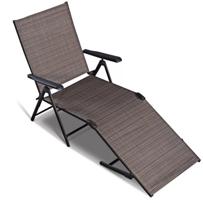 Custom design lightweight 5 position adjustment portable folding reclining beach deck chair easy storage lounger with foot rest