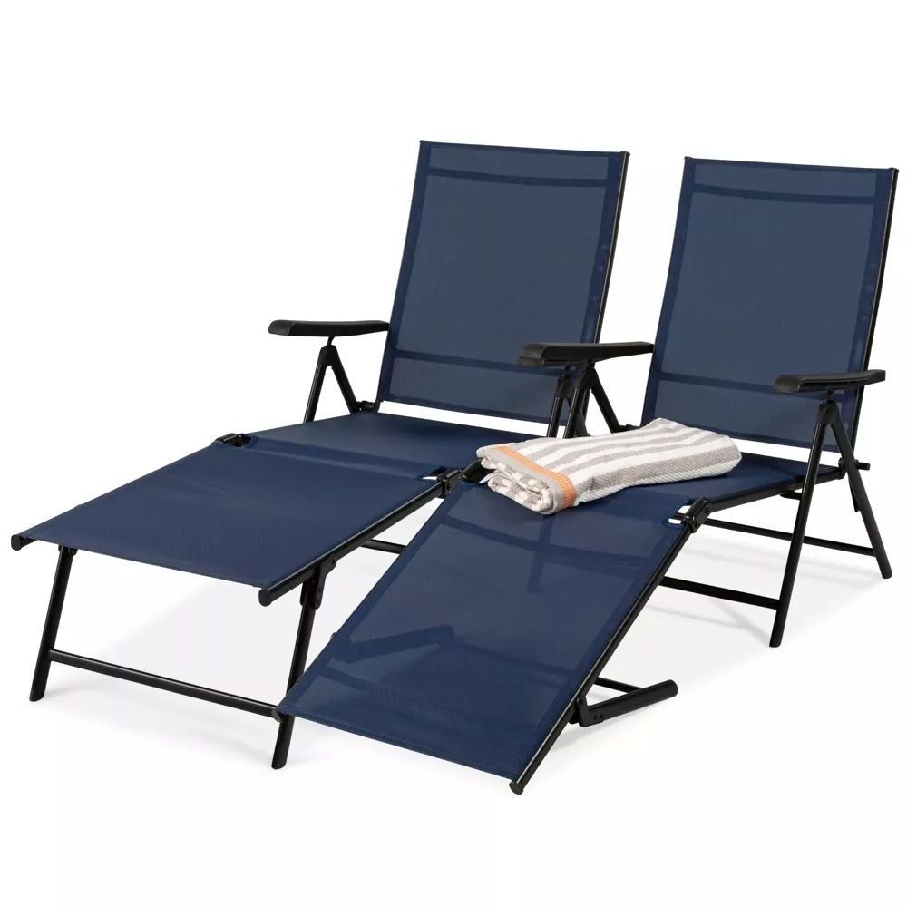 Durable steel frame Adjustable Angle Back Patio Pool Chaise Lounge Folding Legs Design Garden Recliner Chair For Easy Storage