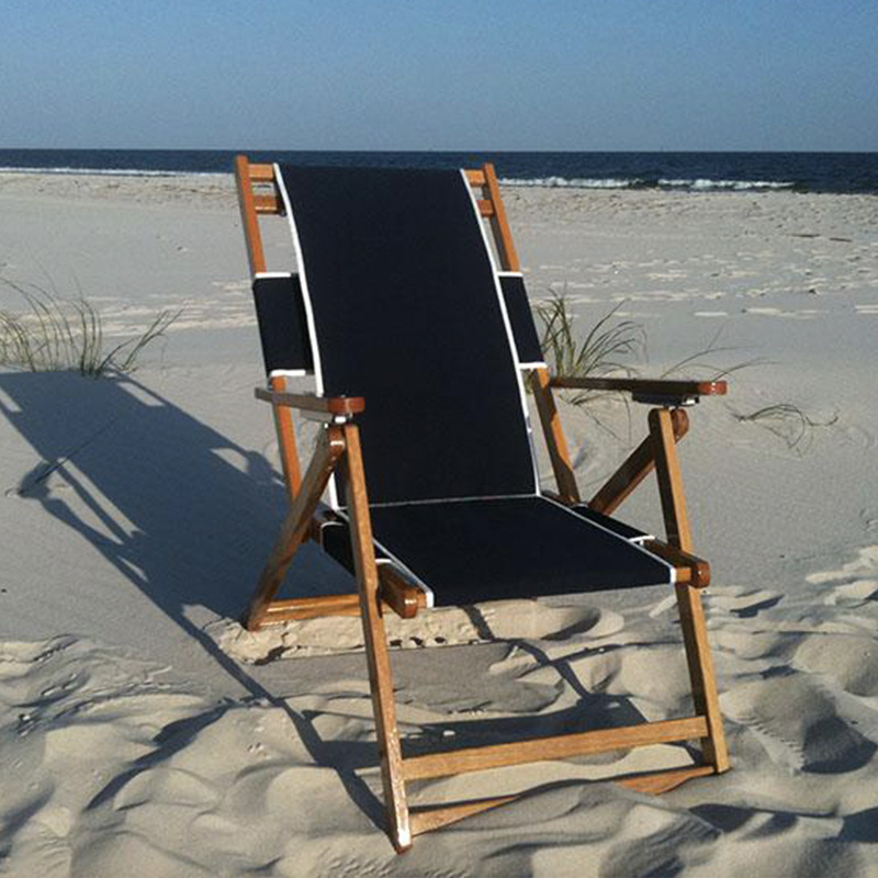 Outdoor Canvas Beach Chair Folding Camping Chair Portable Manufacturer Fishing Lounger Moon Wooden With Footrest