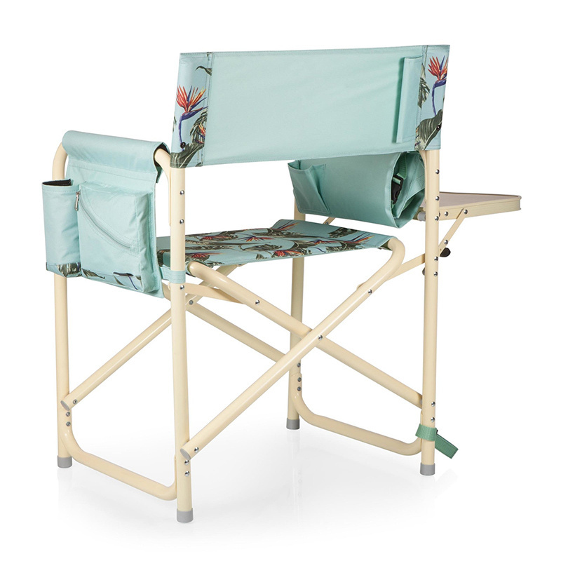 Outdoor Extra Compact Folding Directors Camping Chair Large Side Table Lawn Beach Chair With Cup Holder Storage Pockets