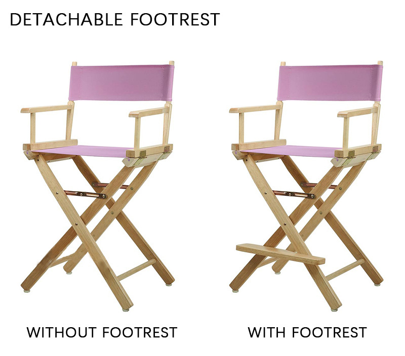 Wholesale director camp chairs beech wooden cotton canvas tall design makeup lightweight chairs with side table