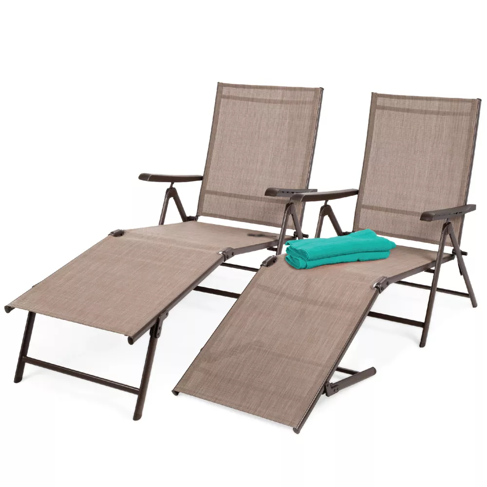 Durable steel frame Adjustable Angle Back Patio Pool Chaise Lounge Folding Legs Design Garden Recliner Chair For Easy Storage