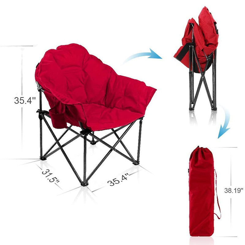 Ultralight Carry Bag Sofa Chair Oversize Padded Moon Leisure Stable Comfortable Folding Chair for Camping