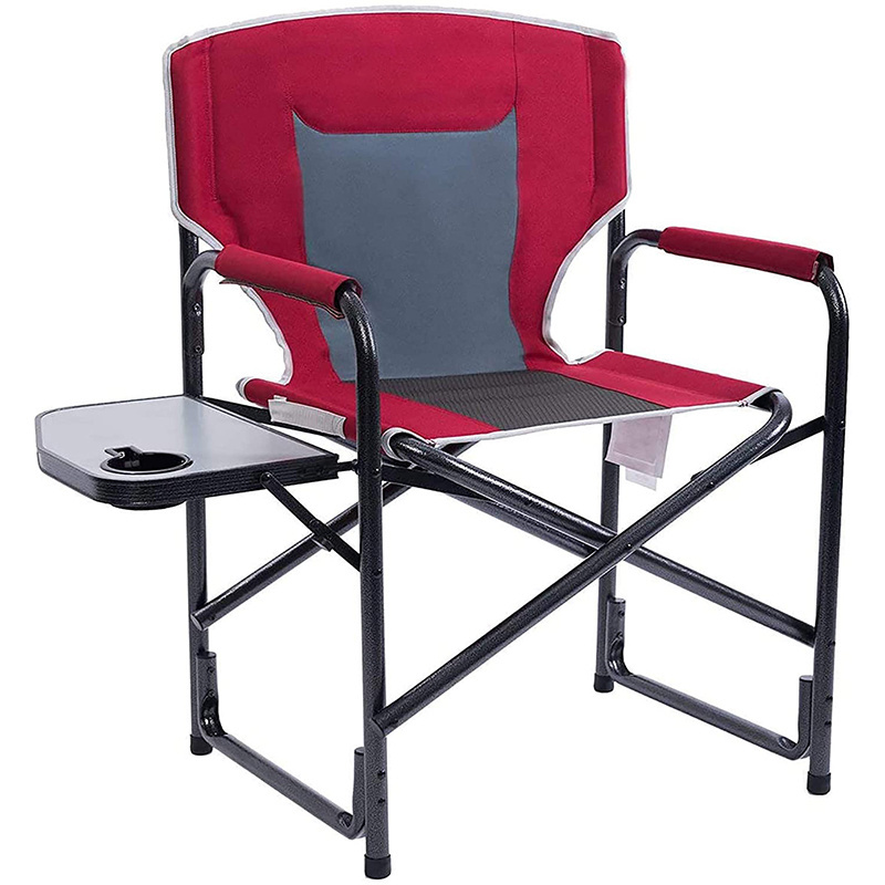 Oversized Camping Durable Aluminum Fold Up Beach Chair Portable Lightweight Custom Director Chair with Side Table