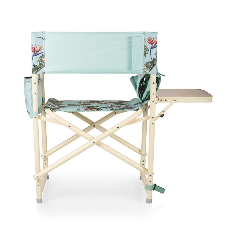 Outdoor Extra Compact Folding Directors Camping Chair Large Side Table Lawn Beach Chair With Cup Holder Storage Pockets