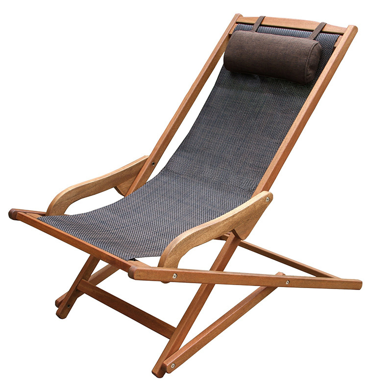 Premium custom printed waterproof 600D canvas outdoor portable folding wooden beach sun sling chair with special handrail