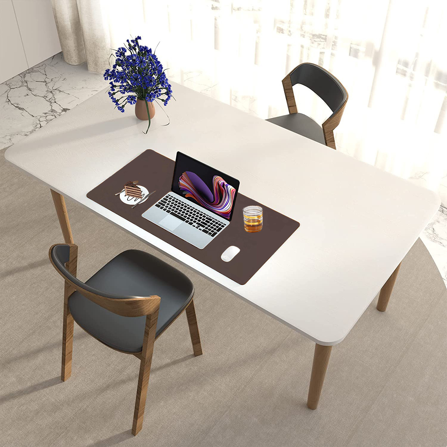 Waterproof Laptop Desk Protector Mat Natural Cork & PU Leather Dual Side Large Mouse Pad Office Desk Pad