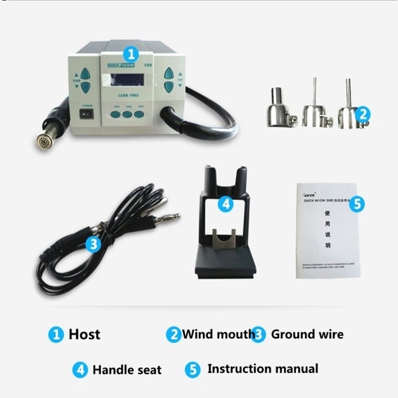 (Factory Directly Sale) Quick 861DW Welding Equipment 1000W High-Power Hot Air Soldering Digital Display Rework Station