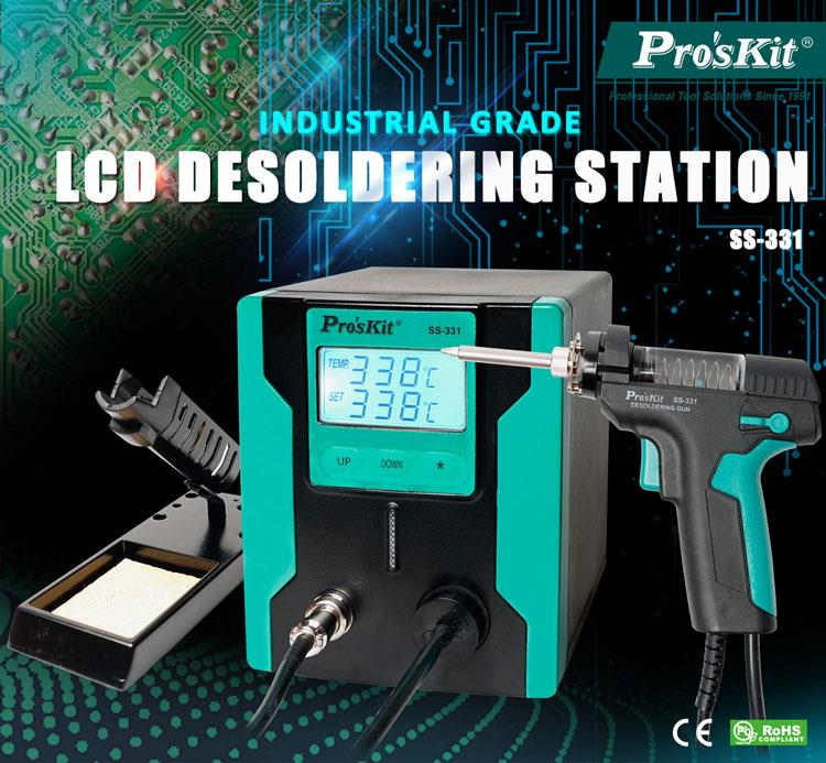 (Original!! New) Anti-Static Bga Desoldering Suction Vacuum Solder Sucker Gun 220V LCD Desoldering Station Pro'Skit SS-331H