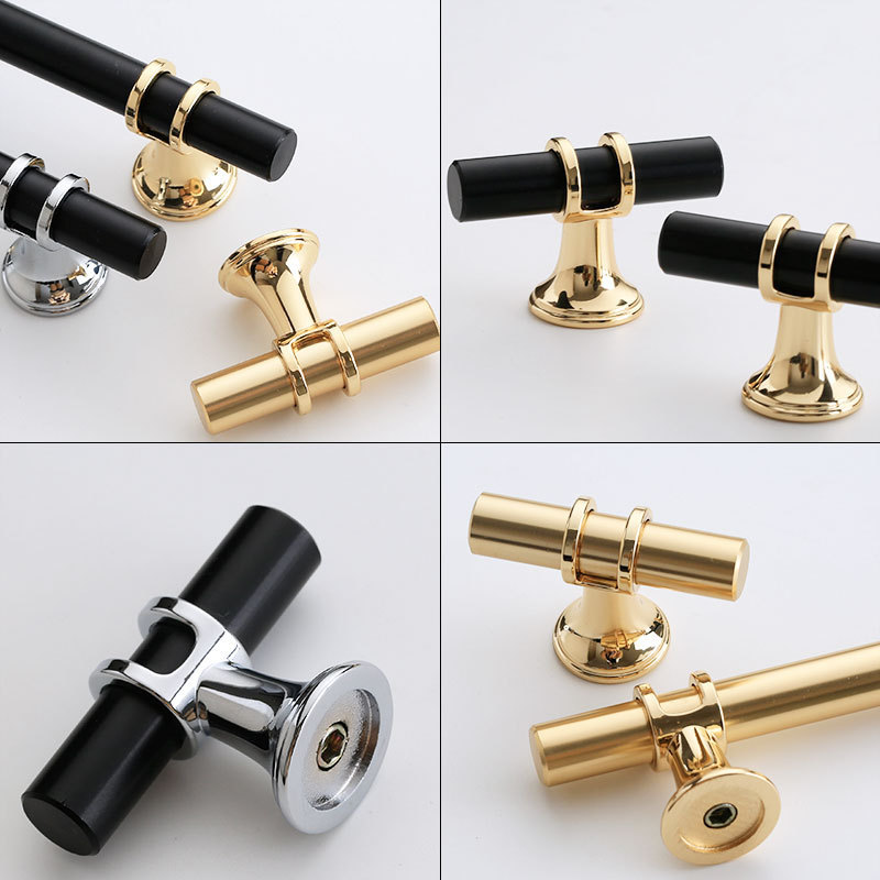 LEEDIS Wholesale Luxury Black Furniture Pulls Accessories Kitchen Cabinet Handles Gold Modern Drawer Wardrobe Handle Hardware