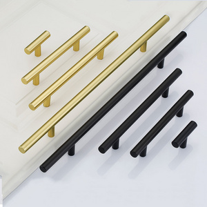 LEEDIS Modern Black Hardware Furniture Kitchen Cabinet Bedroom Wardrobe Pulls Handle Brushed Brass Extended Cupboard Handles