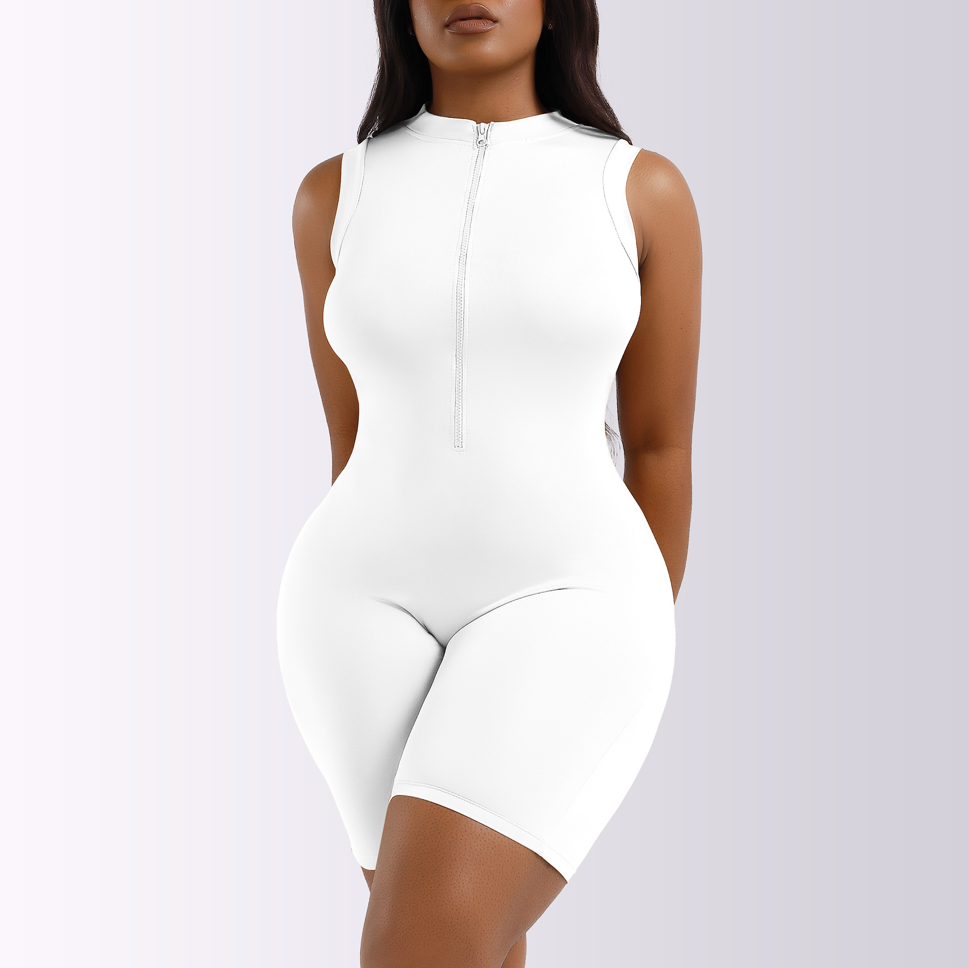 High Quality Ladies Round Neck Sleeveless Plus Size Women Jumpsuits Custom Solid Color Sexy Body Shapewear Bodysuit For Women