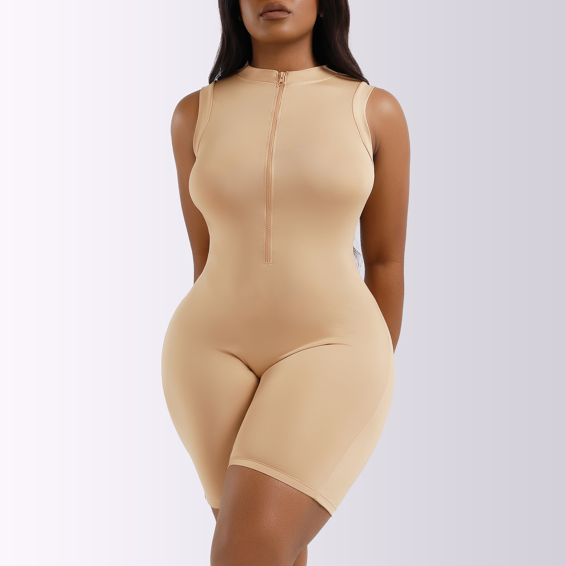 High Quality Ladies Round Neck Sleeveless Plus Size Women Jumpsuits Custom Solid Color Sexy Body Shapewear Bodysuit For Women