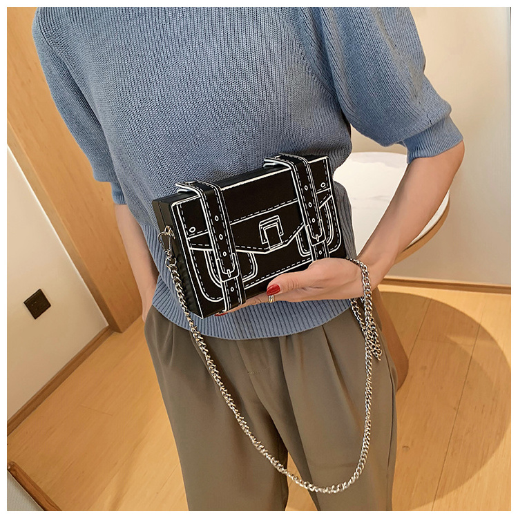 Black and White Box Design Women Casual Purses and Handbags Fashion Clutch Bag Shoulder Chain Bag 2022