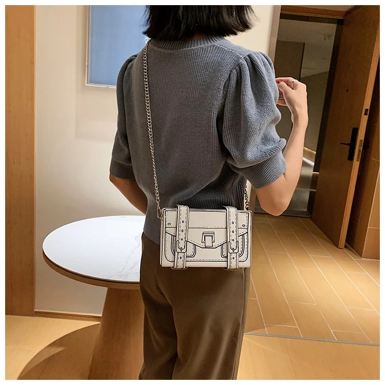 Black and White Box Design Women Casual Purses and Handbags Fashion Clutch Bag Shoulder Chain Bag 2022