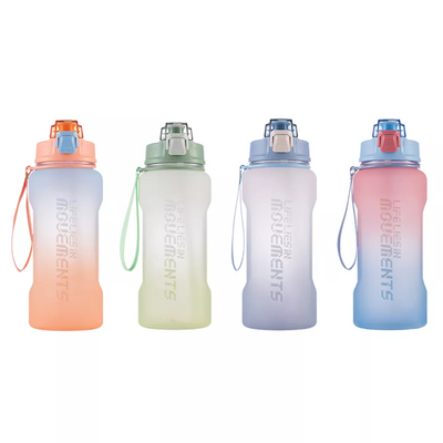 Factory price large capacity 2 liter water bottle motivational water bottle 2 liter sports water bottle with straw and time mark