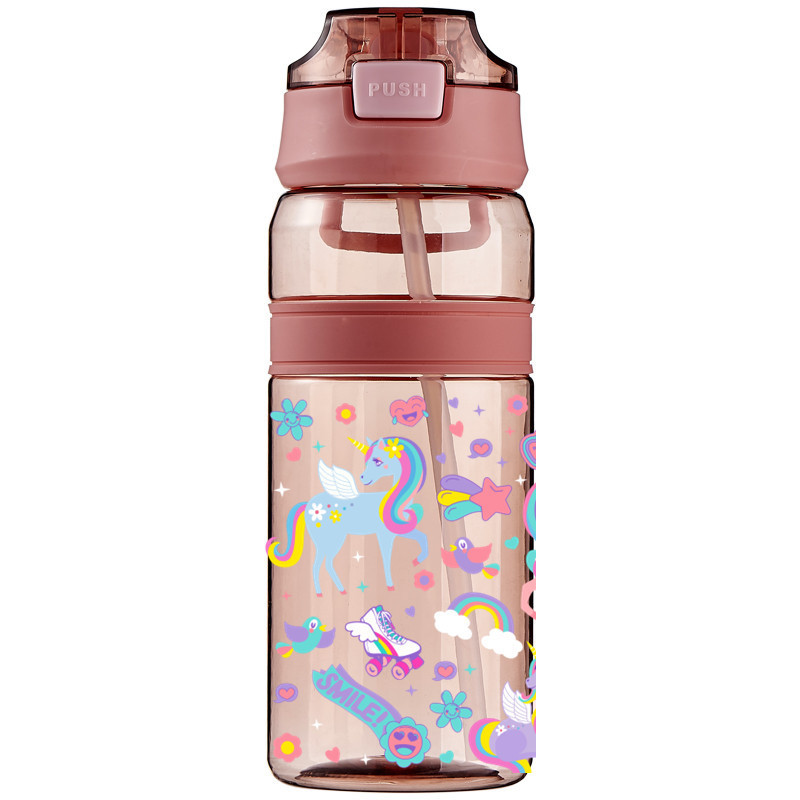 Fashionable BPA free tritan water bottle for kids dinosaur water bottle with flick top and straw dishwasher safe leakproof