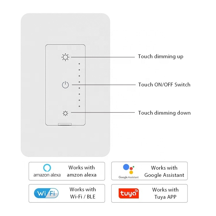 LEELEN OEM/ODM google alexa tuya app home 3 Way LED dimmer WIFI / BLE 120V smart touch segment dimmer switch for led lights