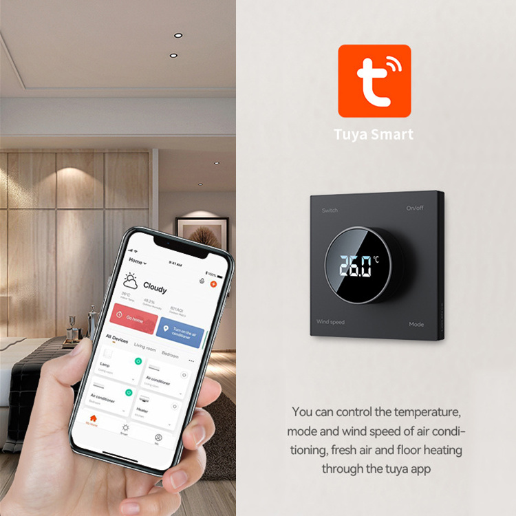 LEELEN interruptor inteligente wifi smart home custom logo temperature control panel zigbee smart wall switches glass panel