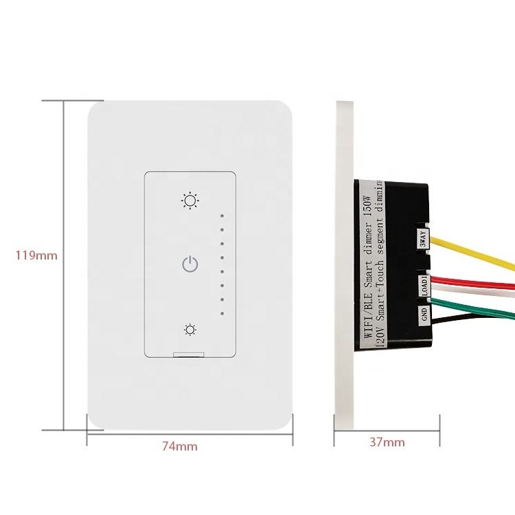 LEELEN OEM/ODM google alexa tuya app home 3 Way LED dimmer WIFI / BLE 120V smart touch segment dimmer switch for led lights