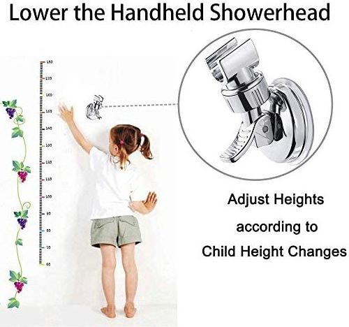 Full chrome ABS handheld shower head vacuum suction cup wall mount shower holder shower head bracket