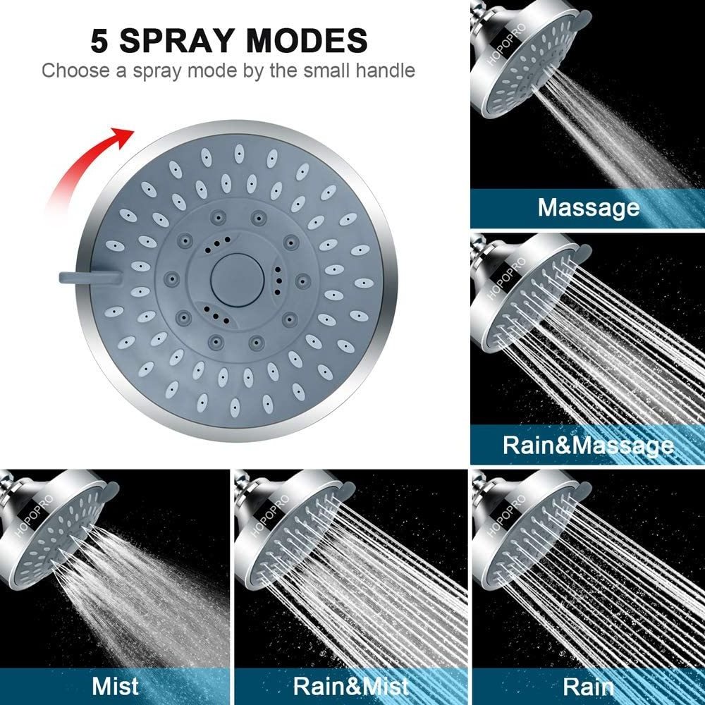 Hot sales high pressure fixed shower head rainfall 5-Setting luxury shower even at low water flow