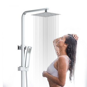 Leelongs Luxury Wall Mounted Stainless Steel Square Bathroom Shower Faucet With Thermostatic