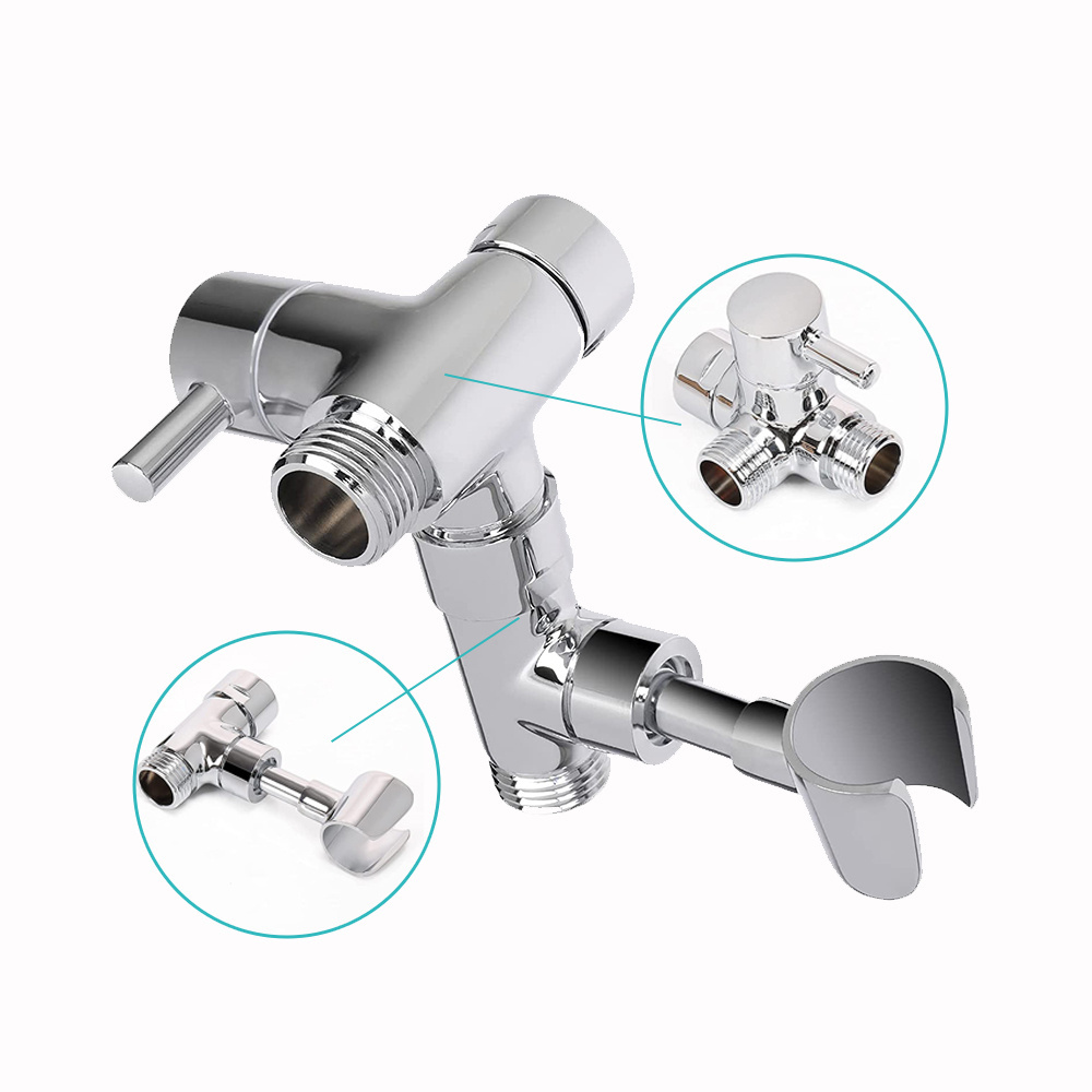 3 Way Shower Diverter Valve 1/2 with Hand Shower Holder for Bathroom Hand Shower Hardware Accessory