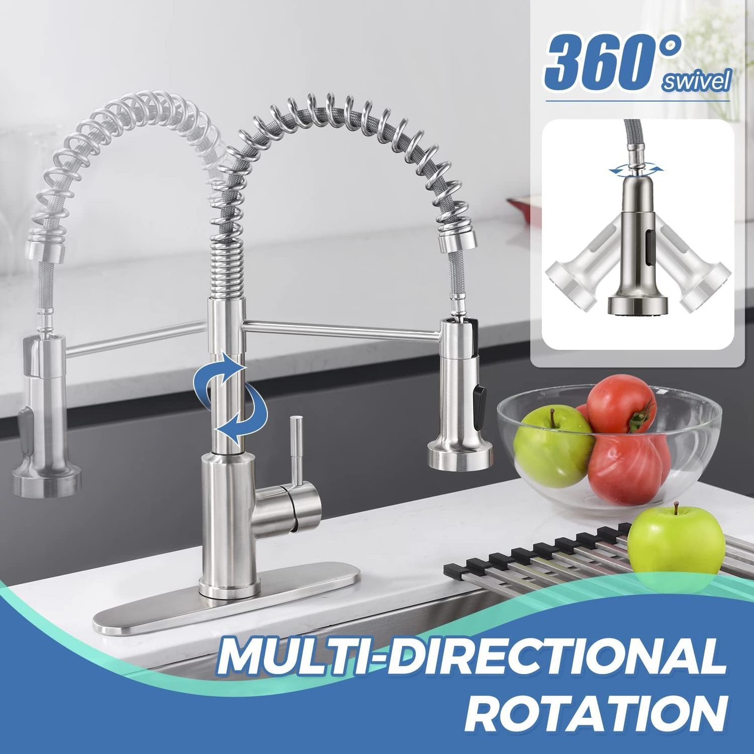 Pull Down Sprayer Kitchen Faucet, Single Handle One Hole Faucet for Farmhouse Camper Laundry Utility Rv Wet Bar Sinks