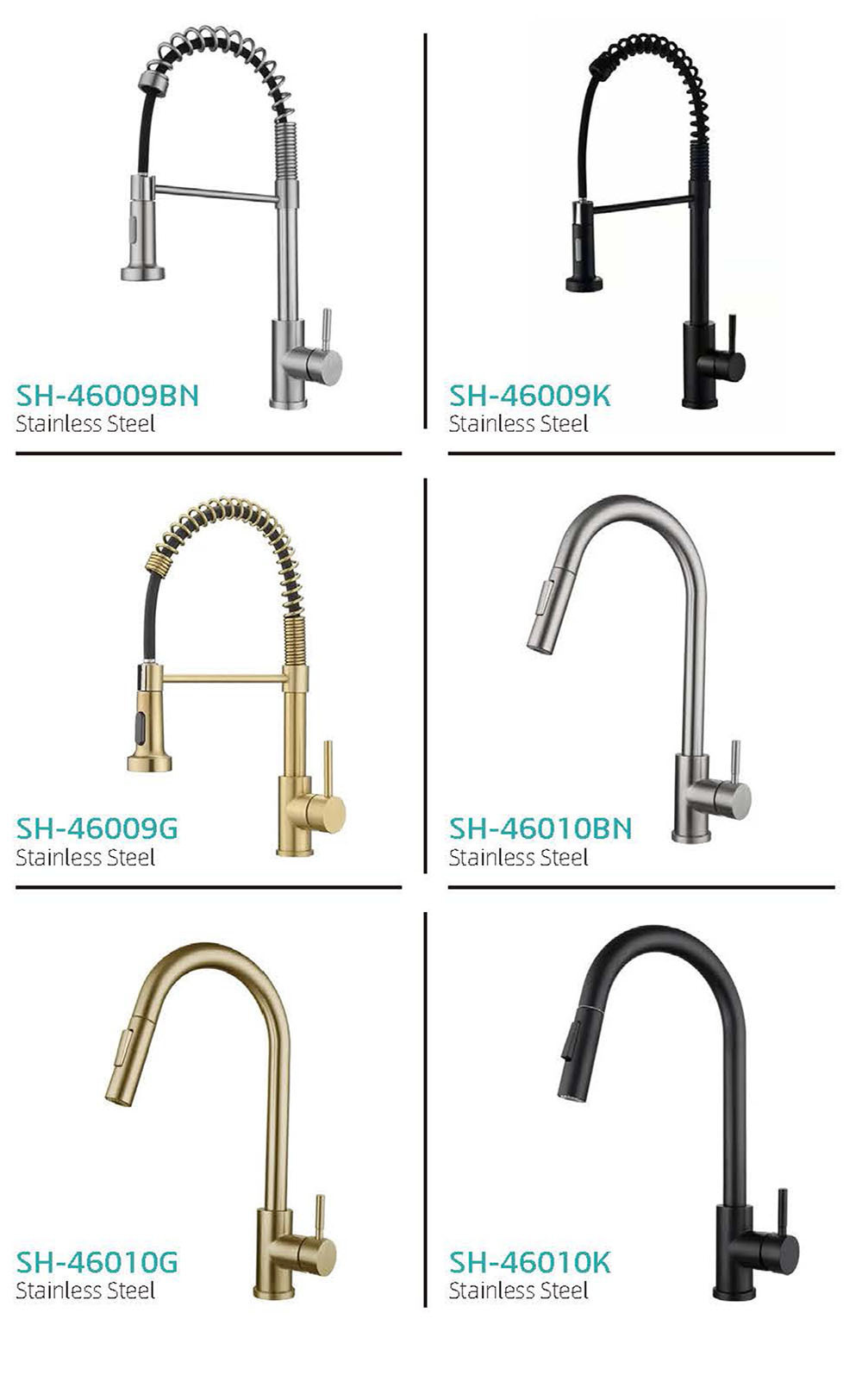 Single Handle Brushed Nickel Stainless Steel Kitchen Sink Faucet with Pull Down Sprayer