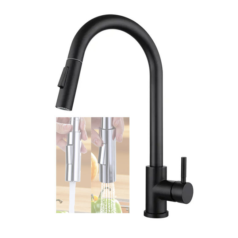 Single Handle Brushed Nickel Stainless Steel Kitchen Sink Faucet with Pull Down Sprayer